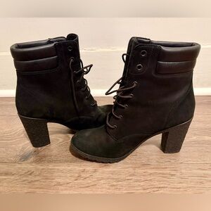 Timberland Black Lace Up Heeled Boots